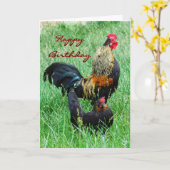 Happy Birthday Rooster und Hen Karte (Gelbe Blume)