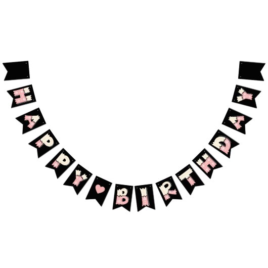 Happy Birthday Rosa Beige Wimpelkette (Alle)