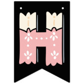 Happy Birthday Rosa Beige Wimpelkette (Zweite Fahne)