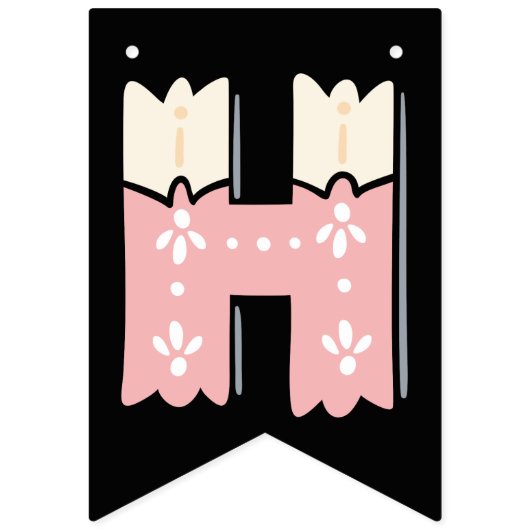 Happy Birthday Rosa Beige Wimpelkette (Zweite Fahne)