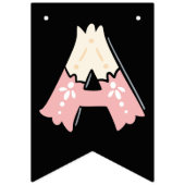 Happy Birthday Rosa Beige Wimpelkette (Dritte Fahne)