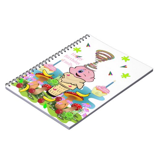 Happy Birthday Rosa Cupcake Notizbuch Notizblock (Linke Seite)