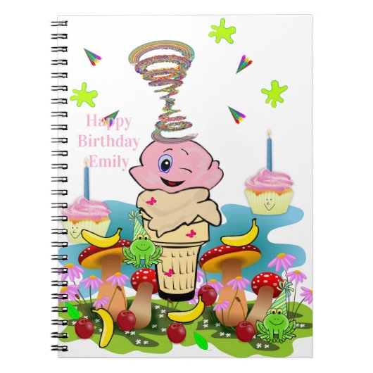 Happy Birthday Rosa Cupcake Notizbuch Notizblock (Vorderseite)