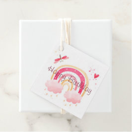 Happy Birthday Rosa Regenbogen Geschenkanhänger