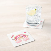 Happy Birthday Rosa Regenbogen Rechteckiger Pappuntersetzer (Vor Ort)