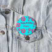 Happy Birthday Rosa Sahne Donuts blau Button (Beispiel)
