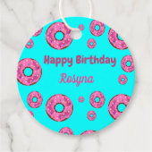 Happy Birthday Rosa Sahne Donuts blau Geschenkanhänger (Vorderseite)