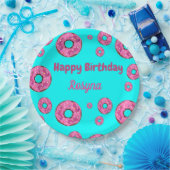 Happy Birthday Rosa Sahne Donuts blau Pappteller (Party)