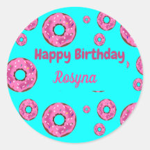 Happy Birthday Rosa Sahne Donuts blau