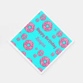 Happy Birthday Rosa Sahne Donuts blau Serviette (Ecke)