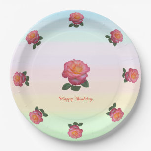 Happy Birthday Rose Blume Pappteller