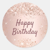 Happy Birthday Rose Gold Confetti Runder Aufkleber (Vorderseite)