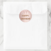 Happy Birthday Rose Gold Rosa Glitzer Tropfen Runder Aufkleber (Tasche)