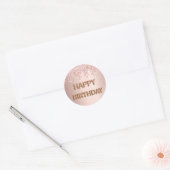 Happy Birthday Rose Gold Rosa Glitzer Tropfen Runder Aufkleber (Umschlag)