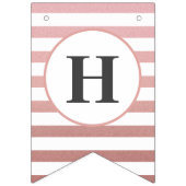 Happy Birthday Rose Gold Stripe Chic Party Wimpelkette (Zweite Fahne)