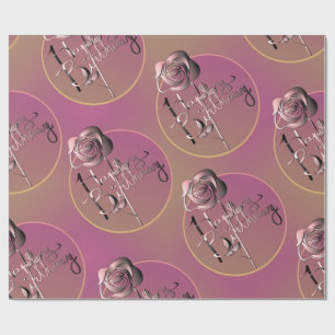 "Happy Birthday" Rose Handgeschriebenes Papier Geschenkpapier