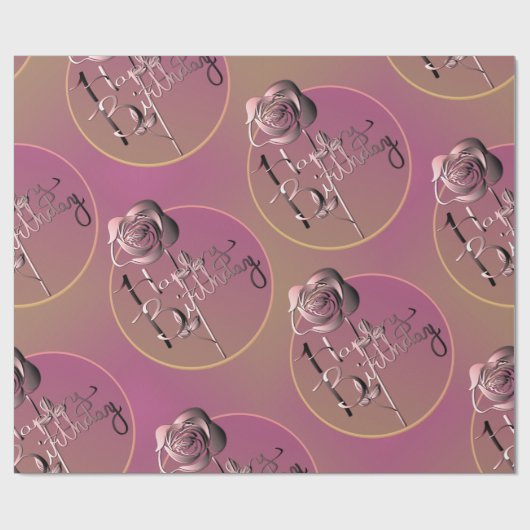 "Happy Birthday" Rose Handgeschriebenes Papier Geschenkpapier (Flach)