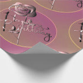 "Happy Birthday" Rose Handgeschriebenes Papier Geschenkpapier (Ecke)