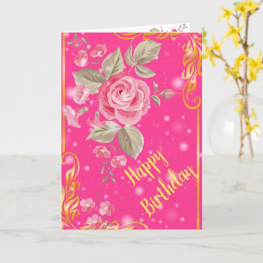 Happy Birthday Rose Karte (Gelbe Blume)
