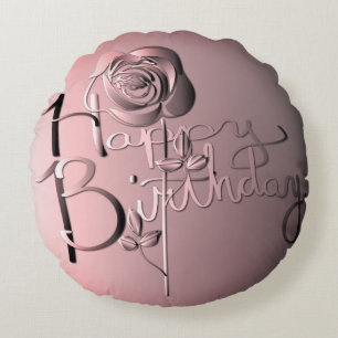 "Happy Birthday" Rose Originalwerk Rundes Kissen