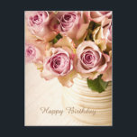 Happy Birthday Rose Postcard Postkarte<br><div class="desc">Das ist eine glückliche Geburtstagskarte mit einem Bild von rosa Rosen.</div>