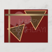 Happy Birthday Rot Braungold Postcard Postkarte (Vorderseite)