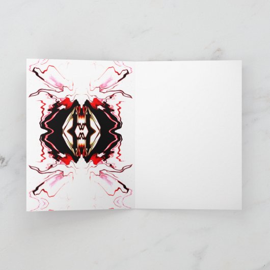 Happy Birthday Rot Schwarz-weiße Abstrakte Blume Karte (Innenseite)