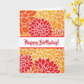 Happy Birthday Rot und Orange Floral Karte (Gelbe Blume)