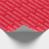 Happy Birthday rot-weiß Muster moderne Geschenk Geschenkpapier (Ecke)