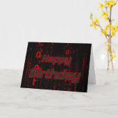 Happy Birthday rote Binär-Digitalcode-rote Matrix Karte (Gelbe Blume)