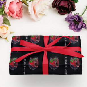 Happy Birthday Rote Erdbeeren Geschenkpapier