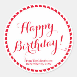 Happy Birthday Rote Herzen benutzerdefinierte Skri Runder Aufkleber