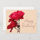 Happy Birthday rote Rose Blume boho blumenhübsch Postkarte (Vorne/Hinten)