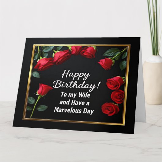Happy Birthday Rote Rose Ehefrau Card Karte (Vorderseite)