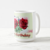Happy Birthday Rote Rosen Blumendesign Kaffeetasse (VorderseiteRechts)