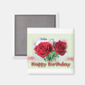 Happy Birthday Rote Rosen Blumendesign Magnet (Vorderseite/Rückseite)