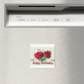 Happy Birthday Rote Rosen Blumendesign Magnet (In Situ (Geschirrspüler))