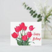 Happy Birthday Rote Tulpen farbenfroh leuchtend bl Postkarte (Stehend Vorderseite)