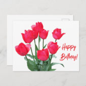 Happy Birthday Rote Tulpen farbenfroh leuchtend bl Postkarte (Vorne/Hinten)