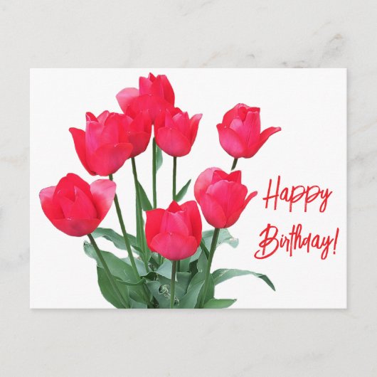 Happy Birthday Rote Tulpen farbenfroh leuchtend bl Postkarte (Vorderseite)