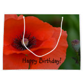 Happy Birthday Roter Mohn Große Geschenktüte (Vorderseite)