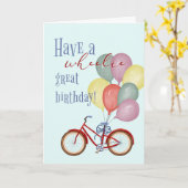 Happy Birthday Rotes Fahrrad mit Balloons Karte (Gelbe Blume)