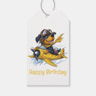 Happy Birthday Rottweiler Hund Pilot Flugzeug Geschenkanhänger