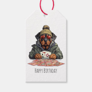 Happy Birthday Rottweiler Hund Spielkarten Geschenkanhänger