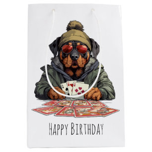 Happy Birthday Rottweiler Hund Spielkarten Mittlere Geschenktüte
