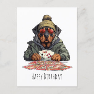 Happy Birthday Rottweiler Hund Spielkarten Postkarte