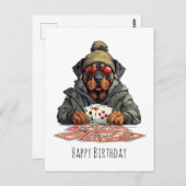 Happy Birthday Rottweiler Hund Spielkarten Postkarte (Vorne/Hinten)