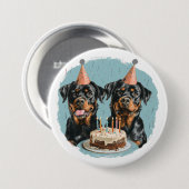 Happy Birthday Rottweiler Hunde Button (Vorne & Hinten)