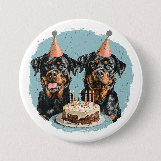 Happy Birthday Rottweiler Hunde Button (Vorderseite)