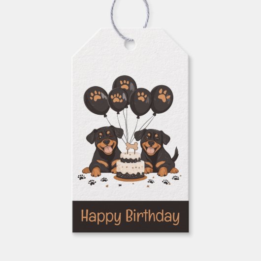 Happy Birthday Rottweiler Hunde Geschenkanhänger (Vorderseite)
